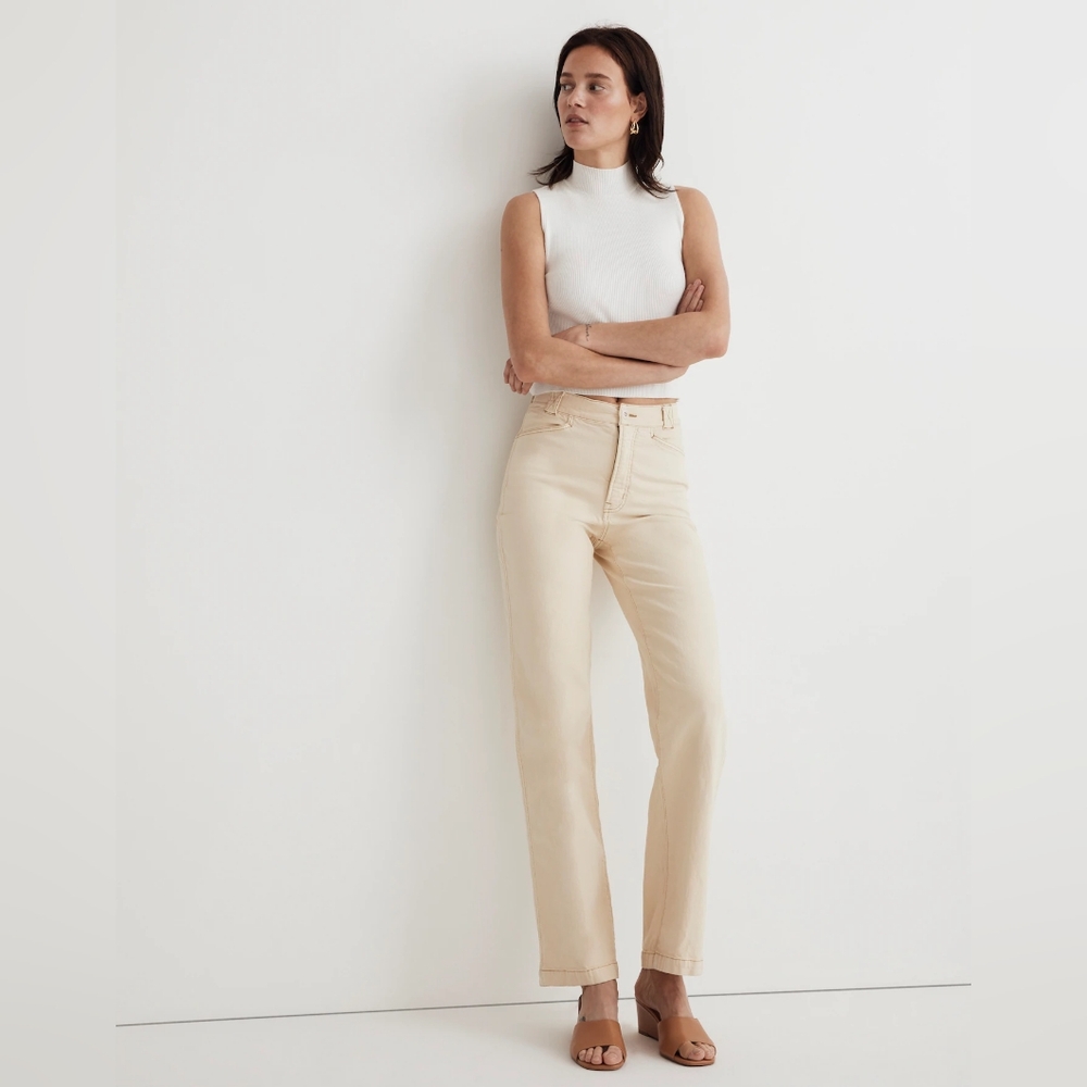 Madewell The Emmett Wide-Leg Pant: Garment Dyed Edition Sand 30